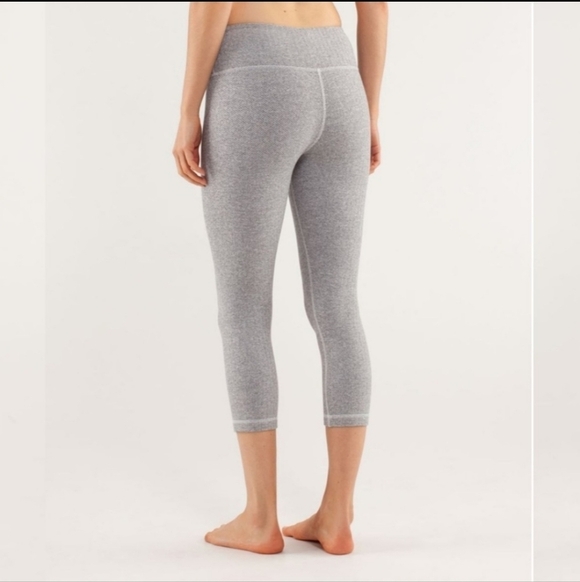 Lululemon Herringbone Light Gray Cropped Leggings Sz 4 Rare Pattern - Picture 3 of 14